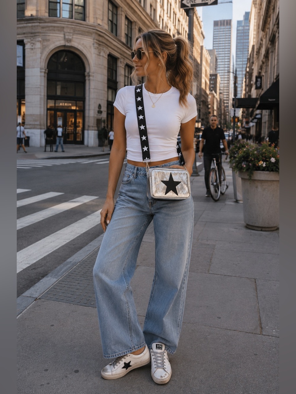 NWT Vintage Havana Silver Crossbody Bag with Black Star Accent
